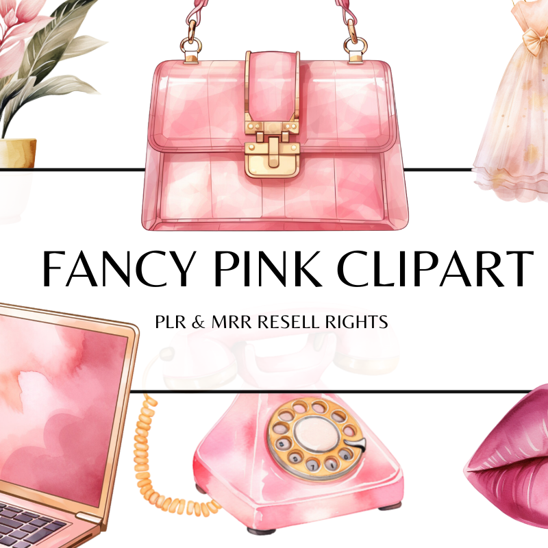 Fancy Pink Clipart with PLR and MRR Resell Rights