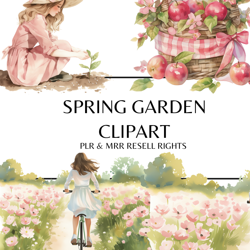 Spring Garden Clipart with PLR and MRR Resell Rights