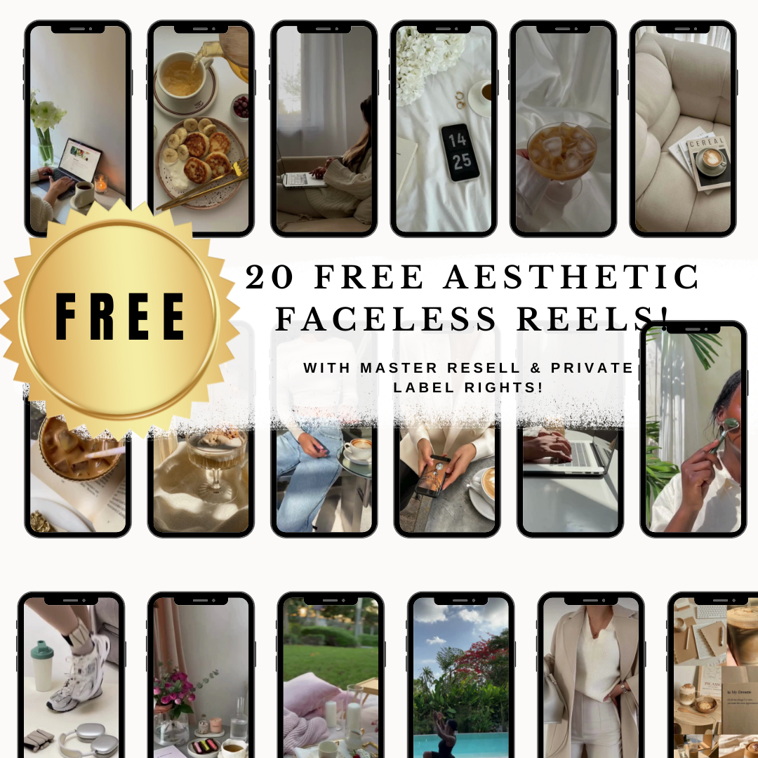 20 FREE Aesthetic Faceless Reels,Videos with PLR and MRR Resell Rights