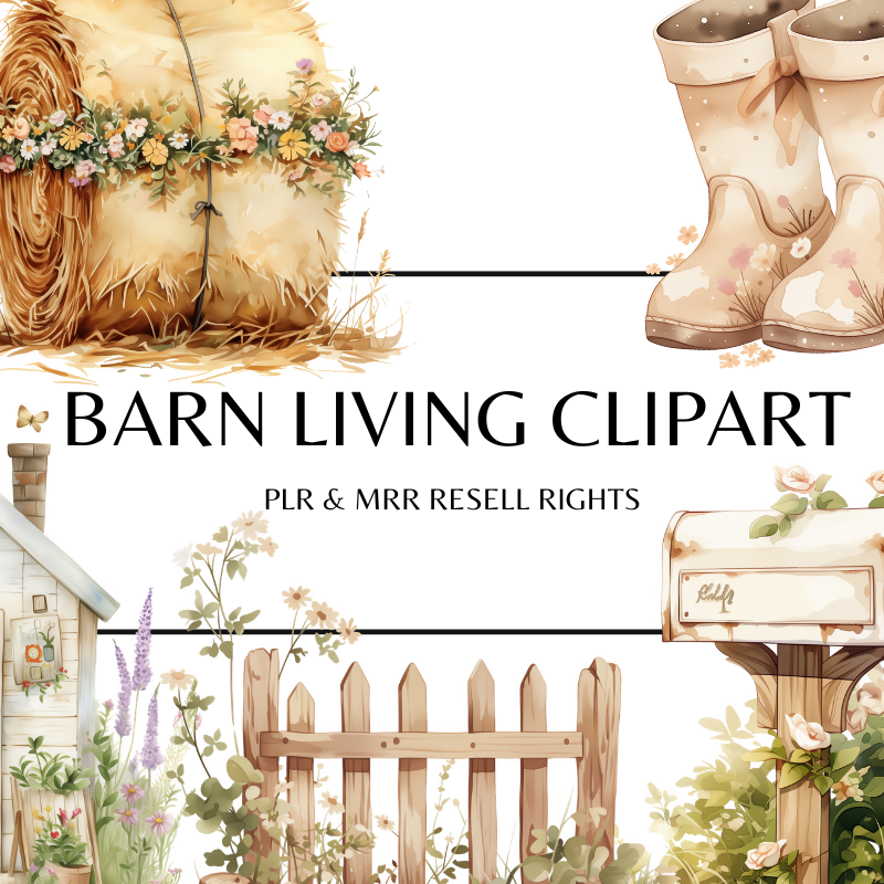 Barn Living Clipart with PLR and MRR Resell Rights