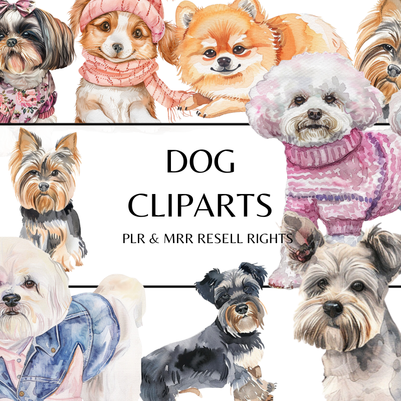 Dog Clipart with PLR and MRR Resell Rights