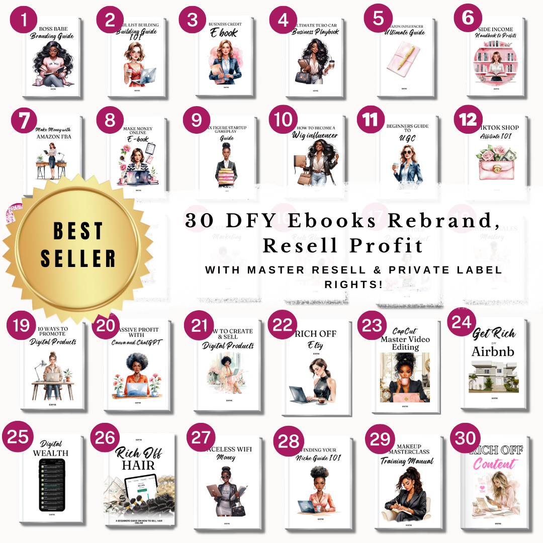 PLR MRR Ebook Done for You Resell Shop Business with 30 Ebooks | Turnkey Done for You Digital Product Ebook Business