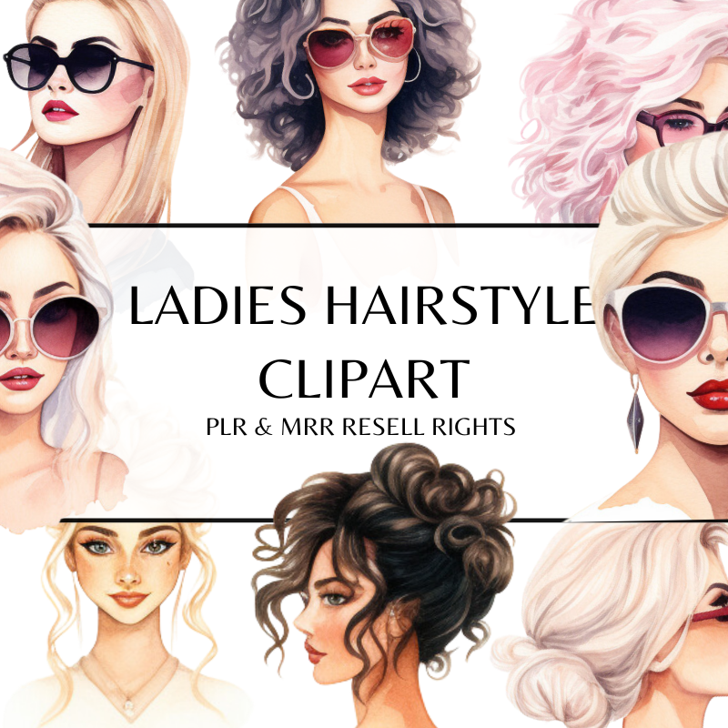 Ladies Hair Style Clipart with PLR and MRR Resell Rights