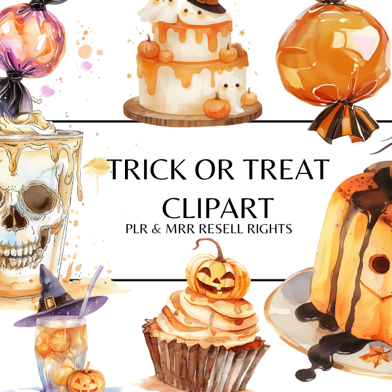 Trick or Treat Clipart with PLR and MRR Resell Rights